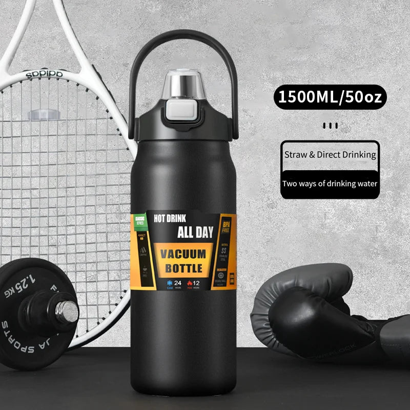 One-cover double-drink thermos stainless steel