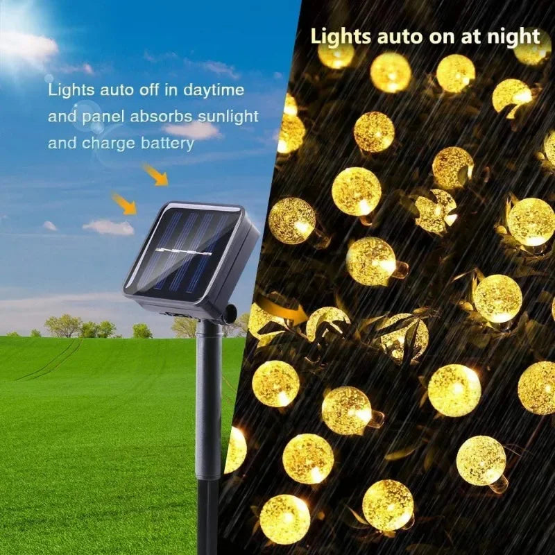Solar Crystal Globe LED String Lights