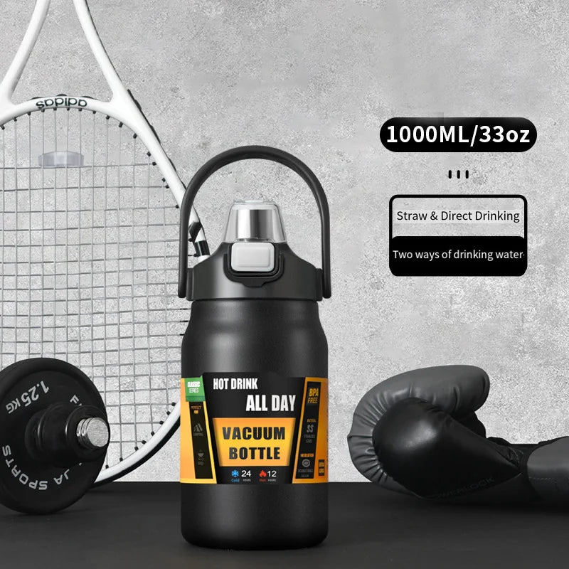 One-cover double-drink thermos stainless steel